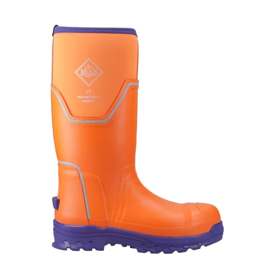 Muck Boots Grit S5 Rubber Men's Orange/Blue Wellington Boots - Image 6