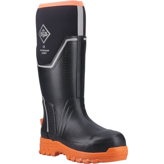 Muck Boots Grit S5 Rubber Women's Black/Orange Wellington Boots - Image 1