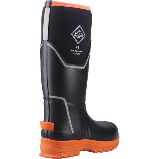 Muck Boots Grit S5 Rubber Women's Black/Orange Wellington Boots - Image 2