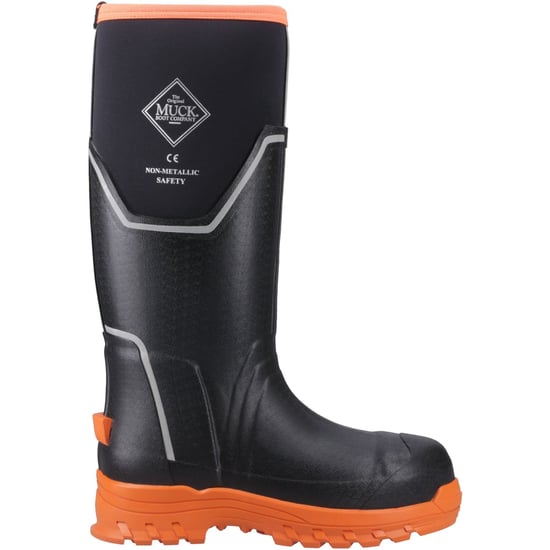 Muck Boots Grit S5 Rubber Women's Black/Orange Wellington Boots - Image 5