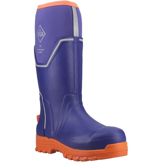 Muck Boots Grit S5 Rubber Men's Blue/Orange Wellington Boots - Image 1
