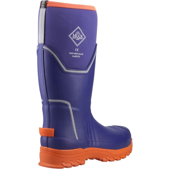 Muck Boots Grit S5 Rubber Men's Blue/Orange Wellington Boots - Image 2
