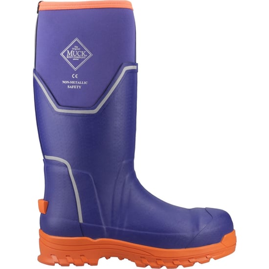 Muck Boots Grit S5 Rubber Men's Blue/Orange Wellington Boots - Image 5