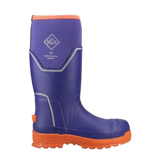 Muck Boots Grit S5 Rubber Men's Blue/Orange Wellington Boots - Image 6