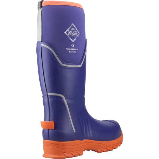 Muck Boots Grit S5 Rubber Women's Blue/Orange Wellington Boots - Image 2