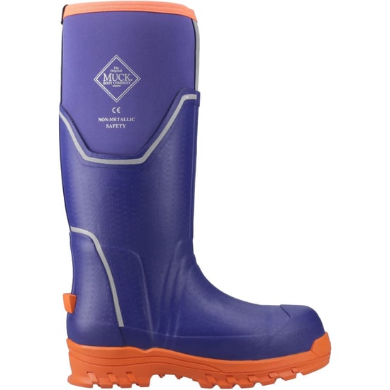 Muck Boots Grit S5 Rubber Women's Blue/Orange Wellington Boots - Image 5