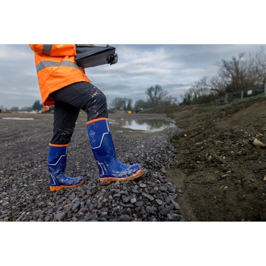 Muck Boots Grit S5 Rubber Women's Blue/Orange Wellington Boots - Image 6