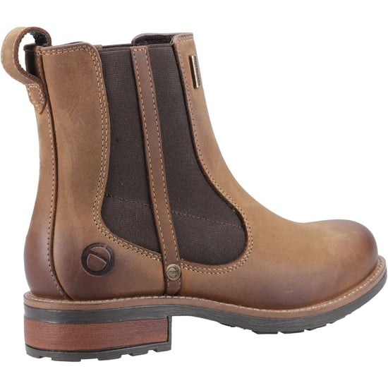 Cotswold Notgrove Leren Damesschoenen Bruine Platte Chelsea Laarzen - Image 2