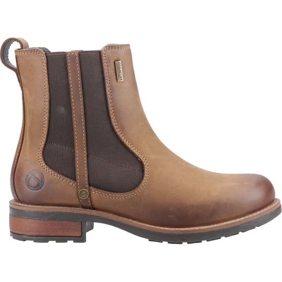 Cotswold Notgrove Leren Damesschoenen Bruine Platte Chelsea Laarzen - Image 5