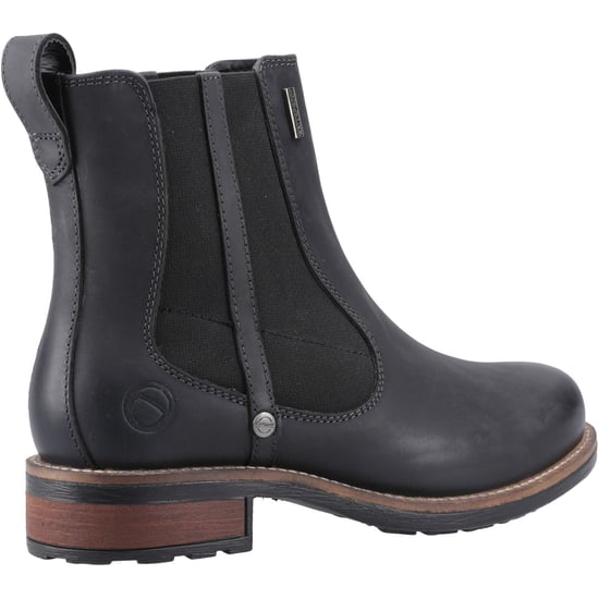 Cotswold Notgrove Leren Dames Zwarte Platte Chelsea Laarzen - Image 2