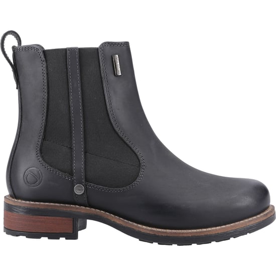 Cotswold Notgrove Leren Dames Zwarte Platte Chelsea Laarzen - Image 5