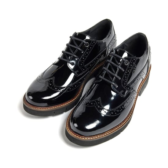 Pod Kacey Leren Dames Zwarte Brogues Schoenen - Image 5