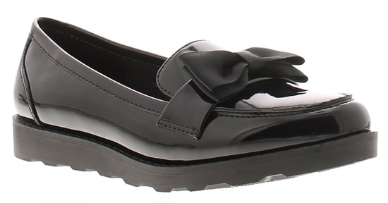 Platino Womens Flat Shoes Loafers Bows Slip On black patent - Image 1