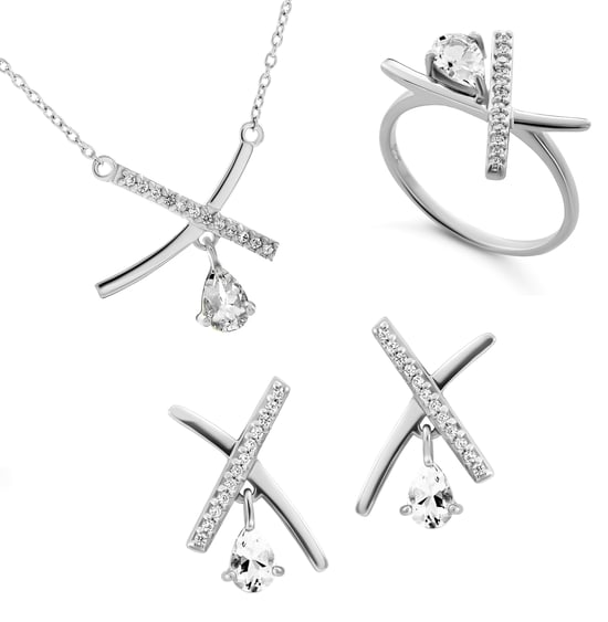Orphelia 'Charlotte' Dames 925 Sterling Zilveren Set: Hanger + Oorbellen + Ring - Zilver SET-7580/W - Image 1