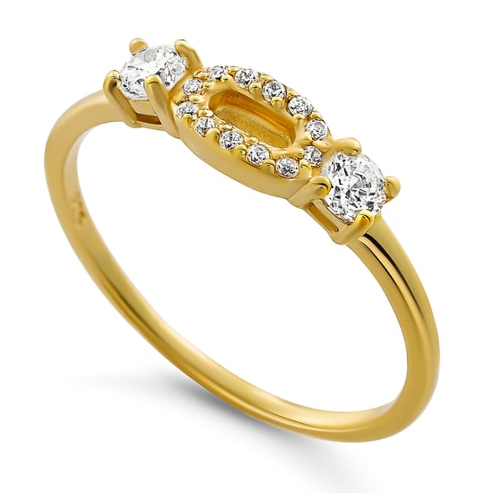 Orphelia 'Lily' Women's 925 Sterling Silver Set: Necklace + Earrings + Ring - Gold SET-7582/G - Image 4