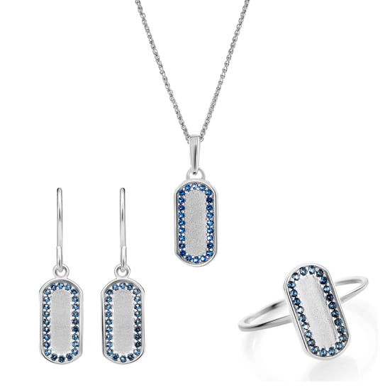 Orphelia 'Malaga' Dames 925 Sterling Zilveren Set: Ketting + Oorbellen + Ring - Zilver SET-7573 - Image 1