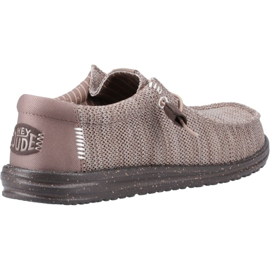 HEYDUDE Wally Stretch Mesh Polyester Men's Deep Taupe/Mole Brown Moccasins Shoes - Image 2