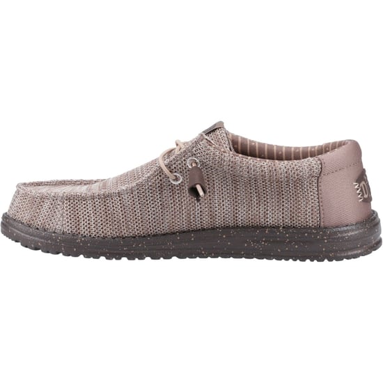 HEYDUDE Wally Stretch Mesh Polyester Men's Deep Taupe/Mole Brown Moccasins Shoes - Image 4