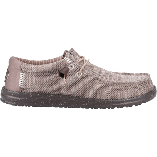 HEYDUDE Wally Stretch Mesh Polyester Men's Deep Taupe/Mole Brown Moccasins Shoes - Image 5