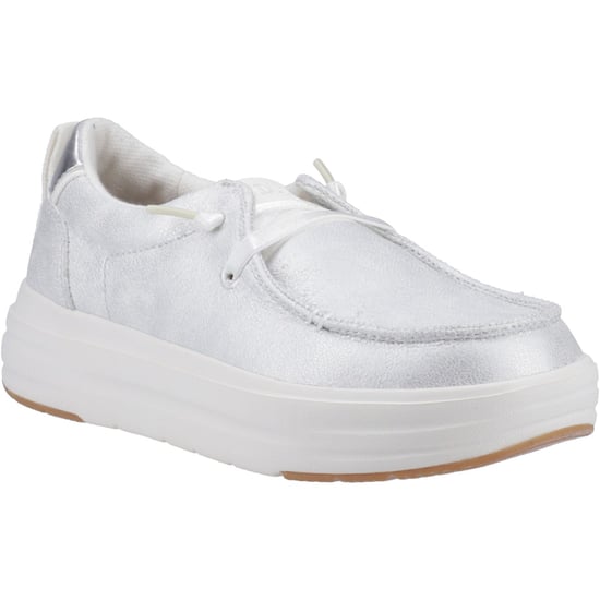 HEYDUDE Wendy Nova Shimmer Polyester Dames Sneeuwwitte Moccasins Schoenen - Image 1