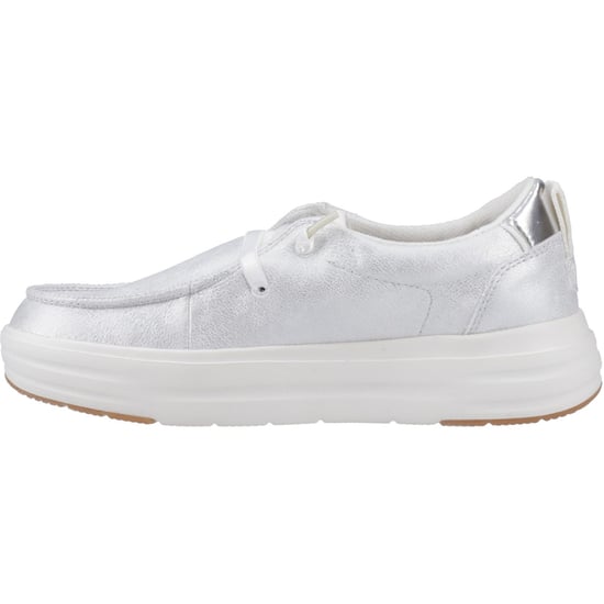 HEYDUDE Wendy Nova Shimmer Polyester Dames Sneeuwwitte Moccasins Schoenen - Image 4