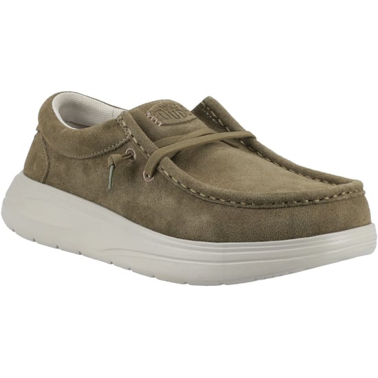 HEYDUDE Wally X Suede Suede Men's Dark Olive/Stone Grey Moccasins Shoes - Image 1
