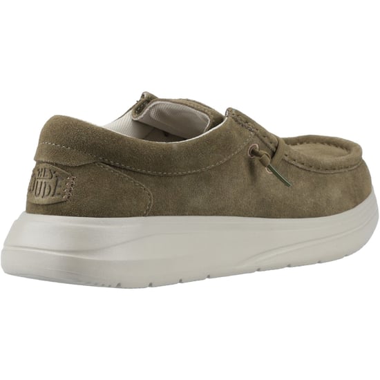 HEYDUDE Wally X Suede Suede Men's Dark Olive/Stone Grey Moccasins Shoes - Image 2