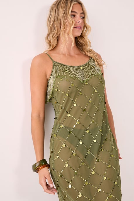 Coin And Tassel Embellished Maxi Dress - Image 1