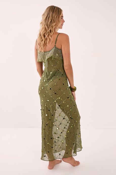 Coin And Tassel Embellished Maxi Dress - Image 4