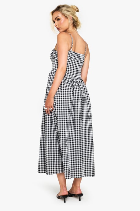 Gingham Ruched Bust Detail Midaxi Dress - Image 2