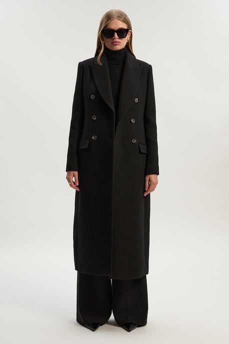Wool Double Breasted Tailored Midi Coat - Image 2
