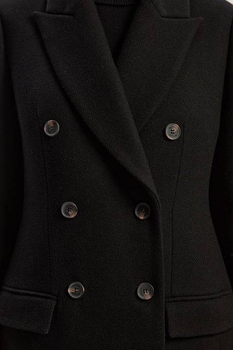 Wool Double Breasted Tailored Midi Coat - Image 4