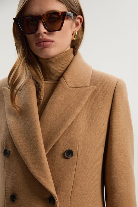 Wool Double Breasted Tailored Midi Coat - Image 2