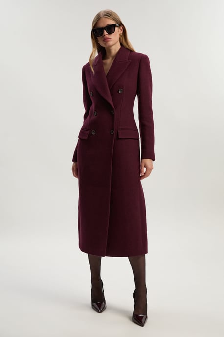 Wool Double Breasted Tailored Midi Coat - Image 2