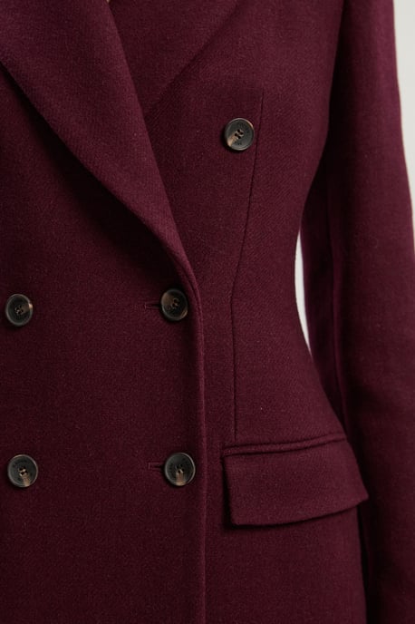 Wool Double Breasted Tailored Midi Coat - Image 3