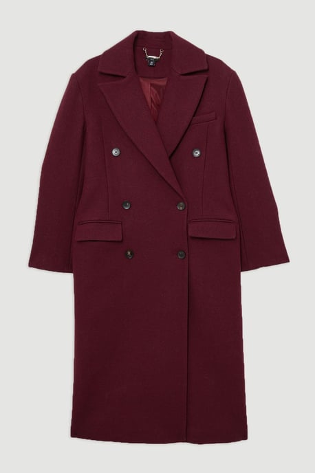 Wool Double Breasted Tailored Midi Coat - Image 4