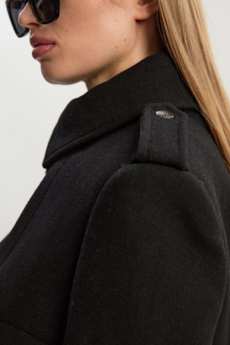 Wool Pu Mix Tailored Belted Trench Maxi Coat - Image 4
