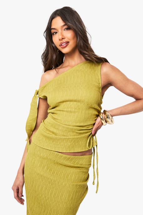 Textured Ruched Tie Top - Image 1