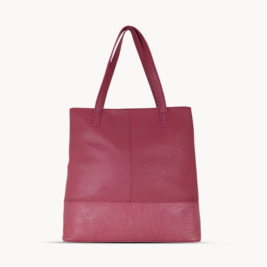 SIENNA' Embossed Croc + Pebble Grain Unlined Leather Tote Bag - Image 1