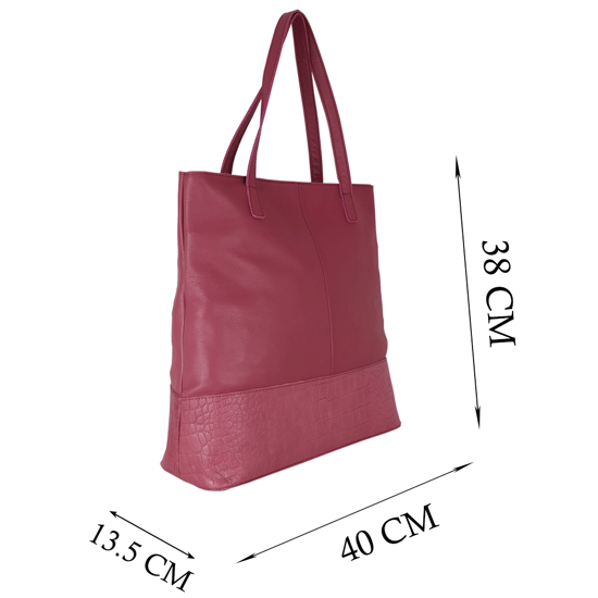 SIENNA' Embossed Croc + Pebble Grain Unlined Leather Tote Bag - Image 5