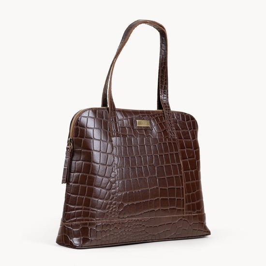 EVA' Croc Embossed Real Leather Designer Unlined Tote Bag - Image 2