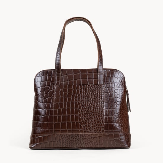 EVA' Croc Embossed Real Leather Designer Unlined Tote Bag - Image 3