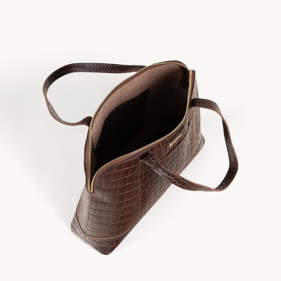 EVA' Croc Embossed Real Leather Designer Unlined Tote Bag - Image 4