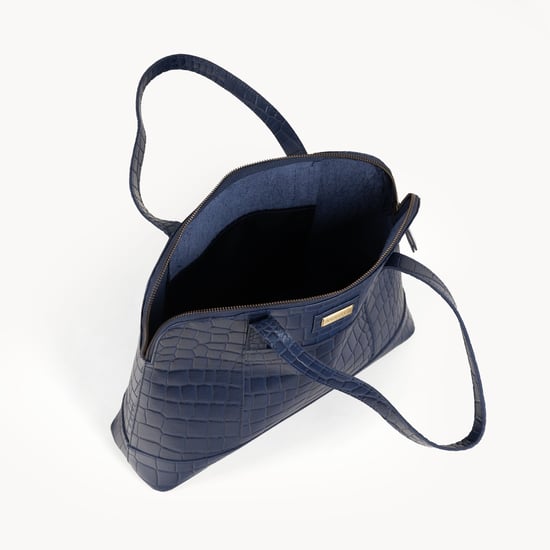 EVA' Croc Embossed Real Leather Designer Unlined Tote Bag - Image 3