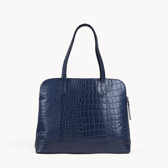 EVA' Croc Embossed Real Leather Designer Unlined Tote Bag - Image 4
