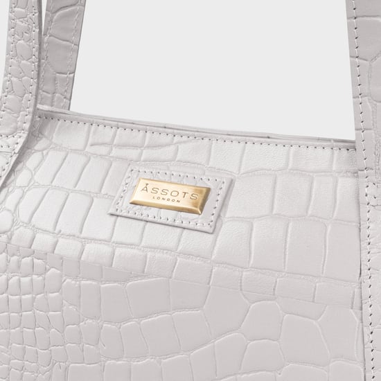 AGNES' Croc Embossed Real Leather Designer Tote Bag - Image 3