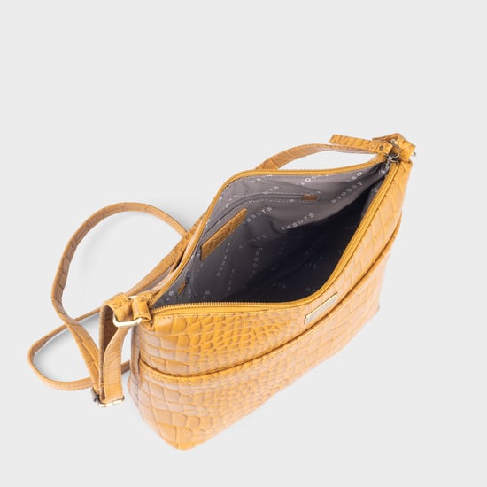'CAROL' Embossed Croc Real Leather Designer Crossbody Shoulder Bag - Image 2