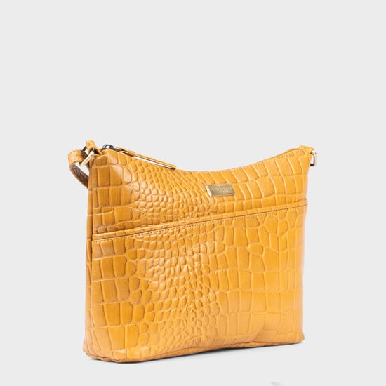 'CAROL' Embossed Croc Real Leather Designer Crossbody Shoulder Bag - Image 3