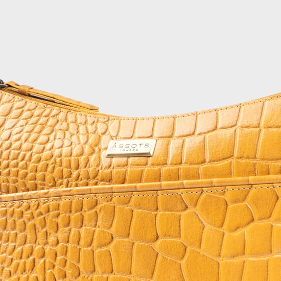 'CAROL' Embossed Croc Real Leather Designer Crossbody Shoulder Bag - Image 4