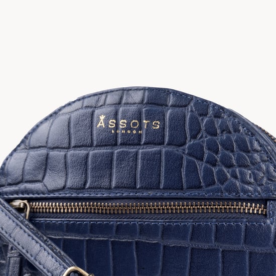 JANE' Embossed Croc Leather Round Designer Crossbody Bag - Image 3